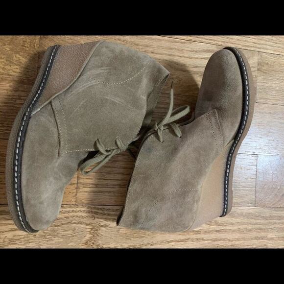 J.CREW SUEDE WEDGE TAN BOOTS Size 6‎ - Picture 1 of 7